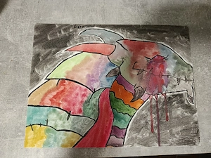 Drachen bild selbstgemacht auf einer dünnen leinwand 