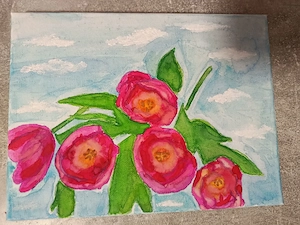 Selbstgemaltes Blumen bild auf einer leinwand