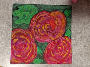 Selbstgemachtes Rosen Bild auf einer dünnen leinwand