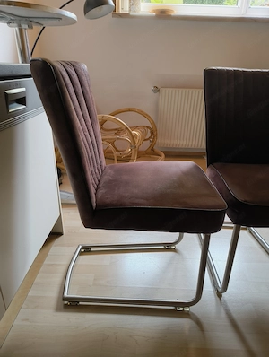 4 Freischwinger-Stühle (Mikrofaser Chrom), Sitzkomfort top, optische Mängel Bild 5