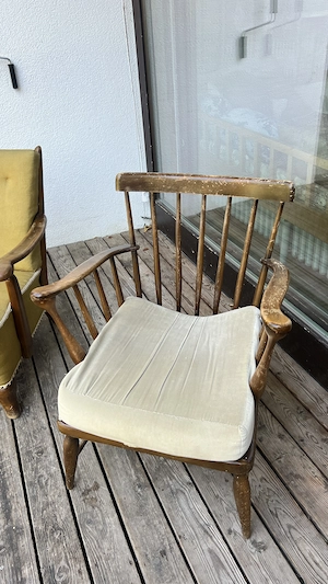 Vintage Sessel Speichenrücken   Skandinavisches Design, Holz