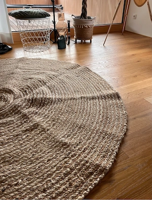 Boho Teppich Rund 100% Jute Bild 4