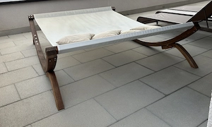 Ampel24 XL Doppelliege   Gartenliege 2x2m, Holzgestell mit weißem Spannbezug Bild 3