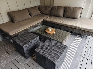 Gartenlounge Rattan mit Tisch und 2 Sessel Bild 5
