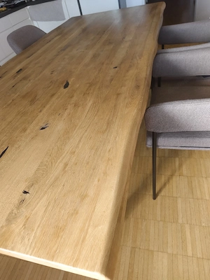Massivholz-Esstisch Eiche 220   100 cm mit Stahlgestell