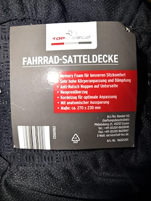 Fahrrad Gelsattel Bezug - Gel Comfort Fahrrad Satteldecke Memory Foamwie neu! Bild 6