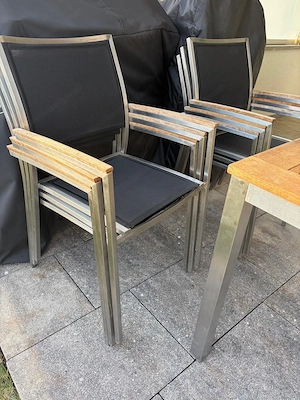 Garten- Terassenmöbel Teak Tisch + 6 Stühle Bild 3
