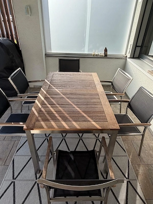 Garten- Terassenmöbel Teak Tisch + 6 Stühle Bild 2