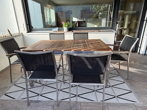 Garten- Terassenmöbel Teak Tisch + 6 Stühle Bild 4