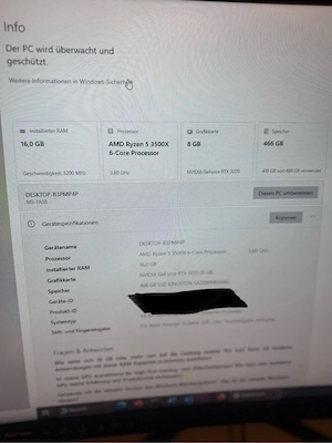 Gaming PC mit Monitor, Tastatur und Mouse Bild 3