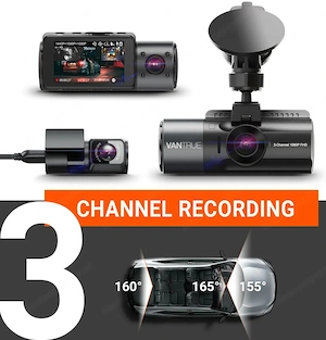 NEU Vantrue OnDash N4 Dashcam 3 Kanal Front Innen Heck 1080 FHD Bild 4