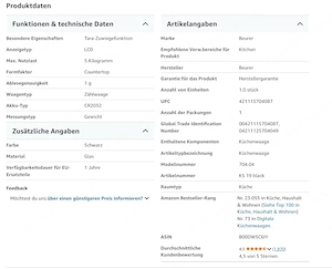 Beurer KS19 digitale Küchenwaage  Bild 5