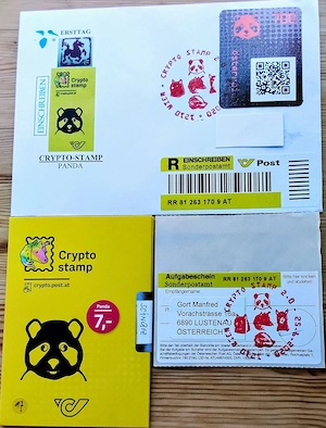 CHRYPTO Stamps 2. Ausgabe ANK  2-5, auf Briefen echt gelaufen, Reco mit Aufgabescheine Bild 4