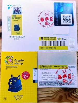 CHRYPTO Stamps 2. Ausgabe ANK  2-5, auf Briefen echt gelaufen, Reco mit Aufgabescheine Bild 2