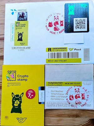 CHRYPTO Stamps 2. Ausgabe ANK  2-5, auf Briefen echt gelaufen, Reco mit Aufgabescheine Bild 3