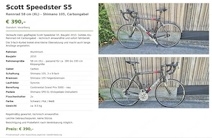 SCOTT Speedster S5 Rennrad 58 cm (XL)   Shimano 105, Carbongabel Bild 3