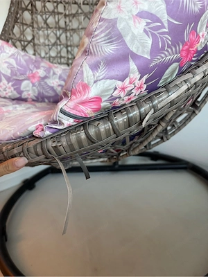 Großer Rattan Hängesessel   Hängekorb mit Metallgestell   Boho   Egg Chair Bild 5