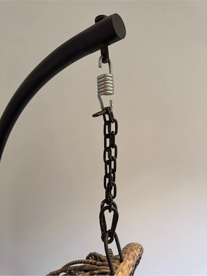 Großer Rattan Hängesessel   Hängekorb mit Metallgestell   Boho   Egg Chair Bild 2