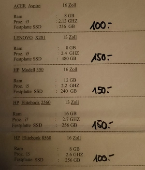 Laptops occ.,,,i3 i5 i7,,,,,Lenovo,HP,Acer,13-16 Zoll