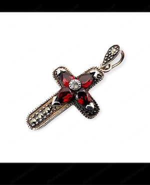 Stein Garnet-Silber- Anhänger, 2 teiliges Schmuckset Bild 2