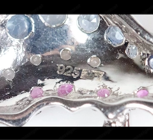 Rubine und Saphiere- 925 Silber- Halskette mit Anhänger  Bild 5