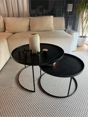 Ethnicraft Round Tray Table Couchtisch 2er-Set Schwarz Bild 2