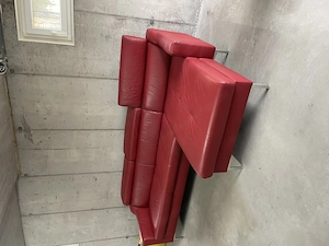 Echtleder Sofa, rot Bild 2