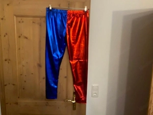 Janisramone Damen Rote und Blaue Halloween Kostüm Leggings Bild 3
