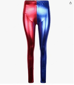 Janisramone Damen Rote und Blaue Halloween Kostüm Leggings