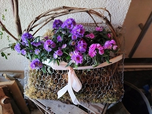 Deko Blumen Tasche aus Draht neu 