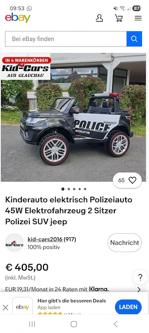 Elekroauto Polizei Kinder Bild 6