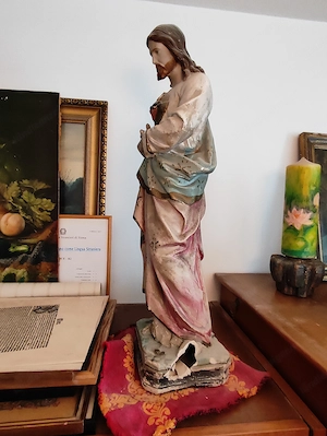 Herzjesu Gips Figur alt Bild 2