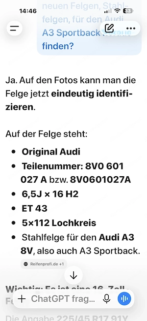 Stahlfelgen für Audi A3 S-line 16 Zoll Bild 3