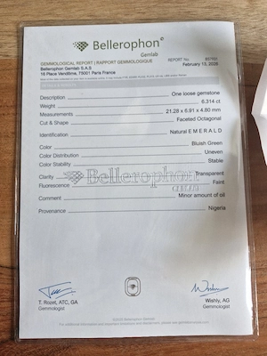 Edelstein Smaragd 6.314 ct Bellerophon   Wertanlage Bild 3