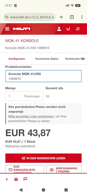8 Stk. Hilti Konsole MQK 41 450mm Bild 4
