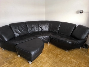 Schwarze Ledercouch Bild 2