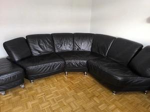 Schwarze Ledercouch Bild 3