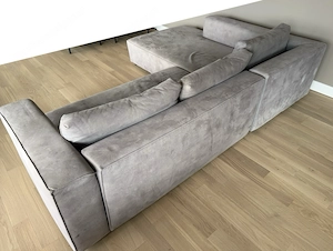 Wohnlandschaft   Couch in neutralem Grau Bild 3