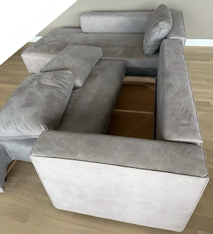 Wohnlandschaft   Couch in neutralem Grau Bild 2