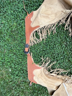 Western Chaps von Tom Winter   Beige mit Lederbesatz Bild 4