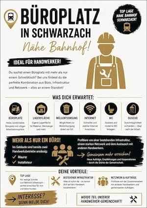Büro und Lagerfläche in Schwarzach für Handwerker