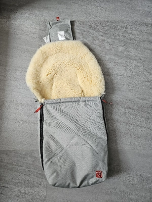 KAISER Lammfell-Fußsack für Babyschale & Kinderwagen   Grau Meliert   Top Zustand!