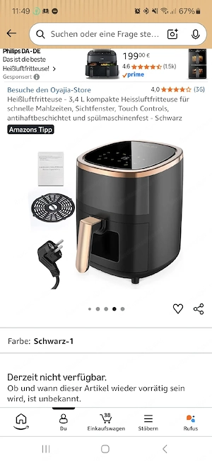 Airfryer 6 L weiß creme Bild 2