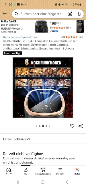 Airfryer 6 L weiß creme Bild 4