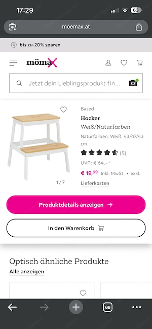Tritthocker Holz Weiß Bild 3