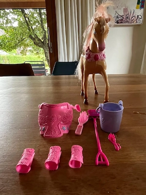 Barbie Reiterinpuppe und Pferd mit Zubehör Set