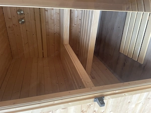 Außen Sauna - Isolierte Blockbohlen-Sauna mit neuem 9 kW Ofen Bild 4