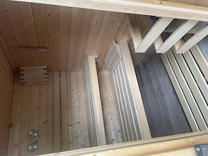 Außen Sauna - Isolierte Blockbohlen-Sauna mit neuem 9 kW Ofen Bild 5