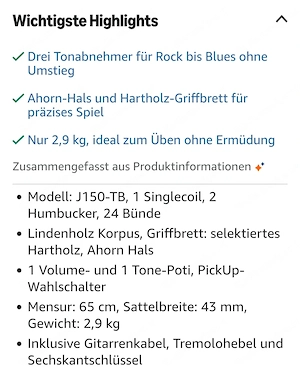 Coole Gitarre Rocktile Pro J150-TB Bild 4
