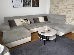 Kostenloses U-Sofa mit Schlaffunktion in Grau Weiß - Selbstabholung Bild 4